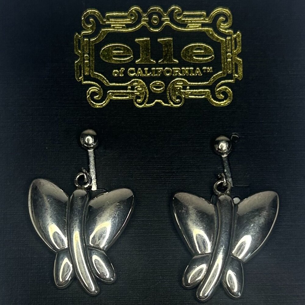 Silver-Tone Butterfly Clip Earring by Elle of California (Sterling Silver 925)